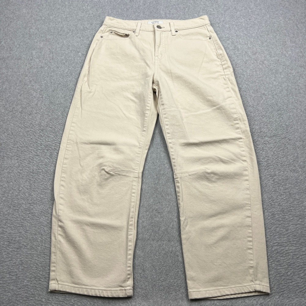 Banana Republic‎ Barrel Jeans Womens 28/6 Ecru Ivory Ankle Darted Denim 804434